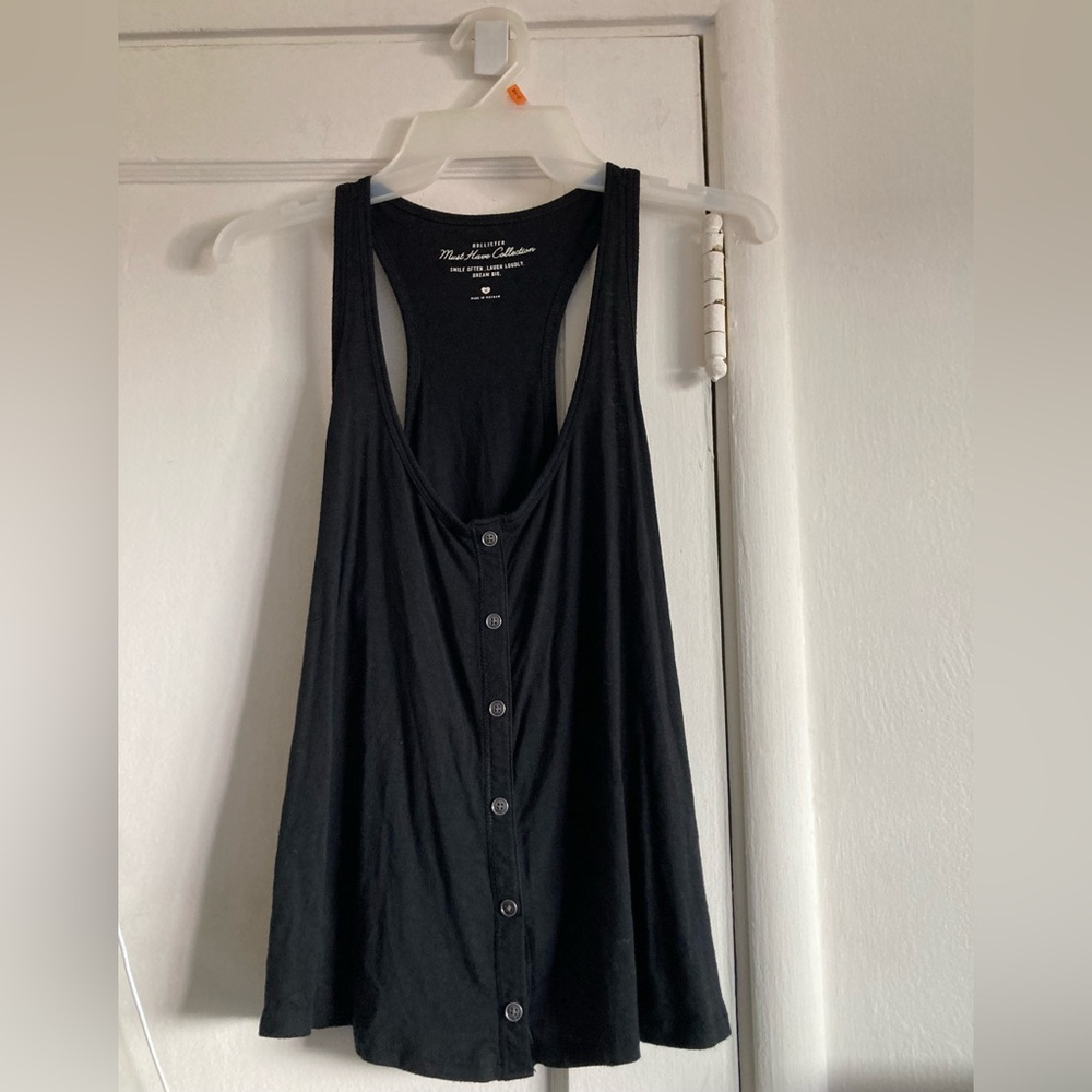 Hollister Black Button-Front Tank Top